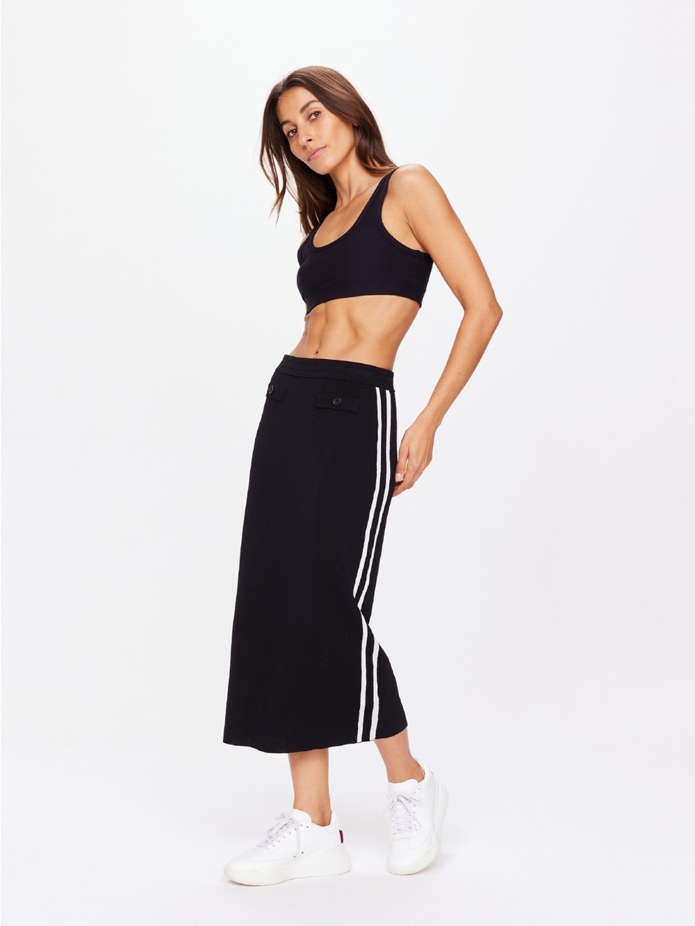 NWT The Upside ATOMIC KNIT MIDI SKIRT Black Medium